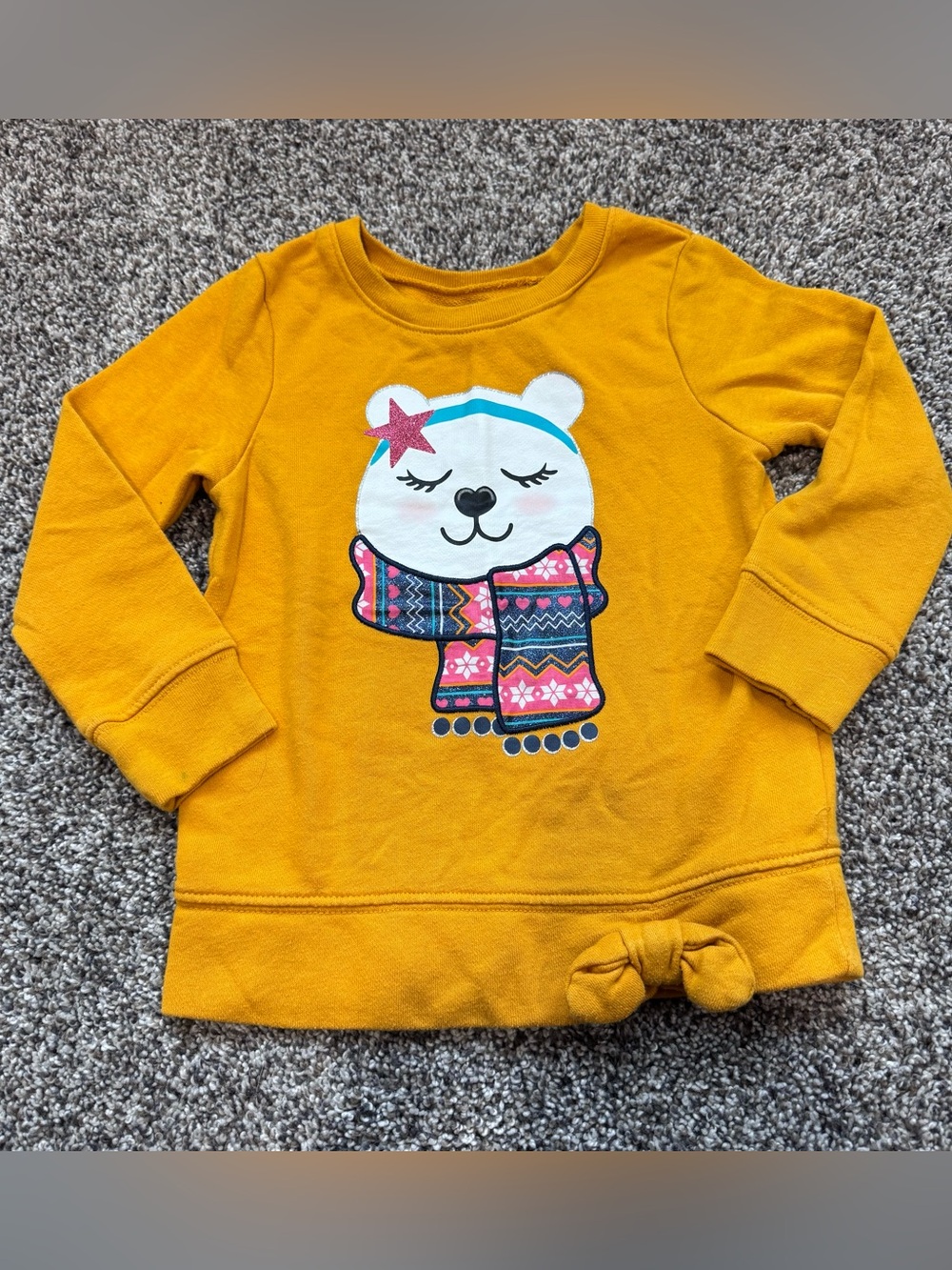Girls' Mustard Bear Graphic Long-Sleeve Top